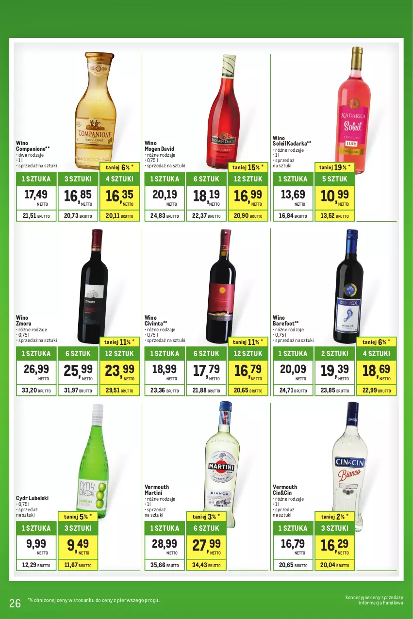 Gazetka promocyjna Makro - Kupujesz więcej płacisz mniej - oferta z alkoholem - ważna 01.06 do 30.06.2023 - strona 26 - produkty: AniOne, Barefoot, Martini, Mogen David, Vermouth, Wino