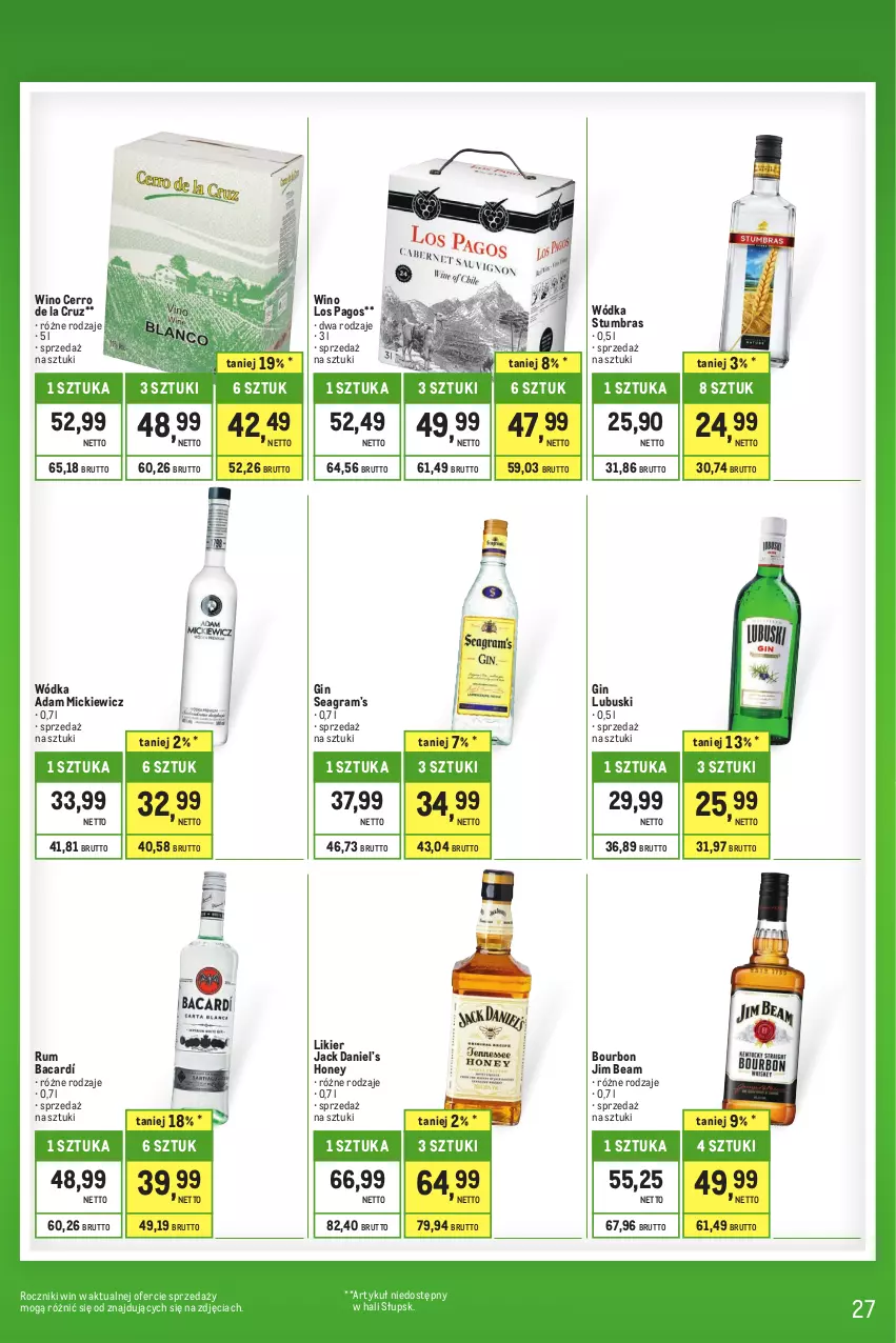Gazetka promocyjna Makro - Kupujesz więcej płacisz mniej - oferta z alkoholem - ważna 01.06 do 30.06.2023 - strona 27 - produkty: Bourbon, Gin, Gra, Jim Beam, Likier, Rum, Wino, Wódka