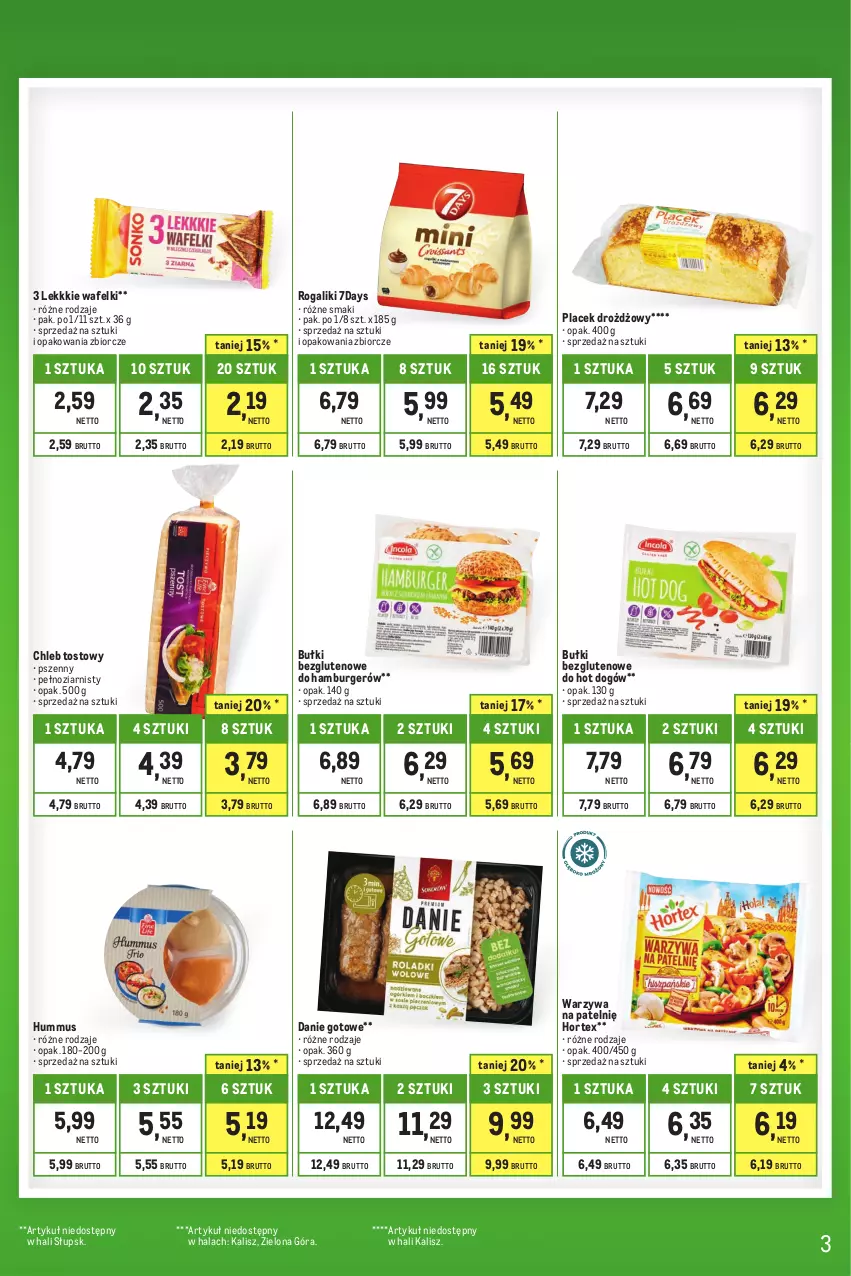 Gazetka promocyjna Makro - Kupujesz więcej płacisz mniej - oferta z alkoholem - ważna 01.06 do 30.06.2023 - strona 3 - produkty: Burger, Chleb, Chleb tostowy, Danie gotowe, Hamburger, Hortex, Hot dog, Hummus, Mus, Rogal, Warzywa