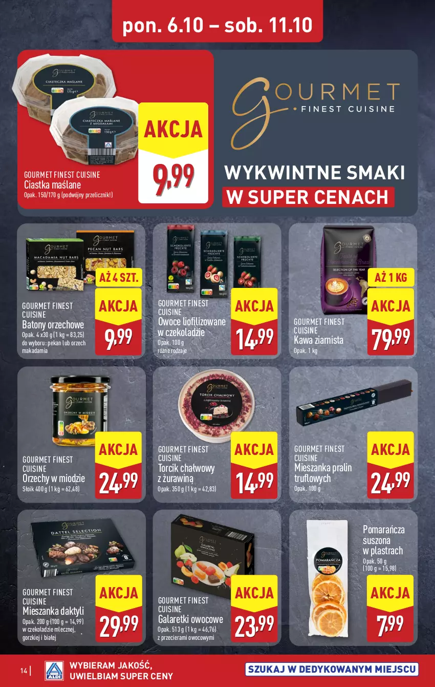 Gazetka promocyjna Aldi - Pełna oferta - ważna 06.10 do 11.10.2025 - strona 14 - produkty: Baton, Ciastka, Gala, Galaretki, Kawa, Kawa ziarnista, Owoce