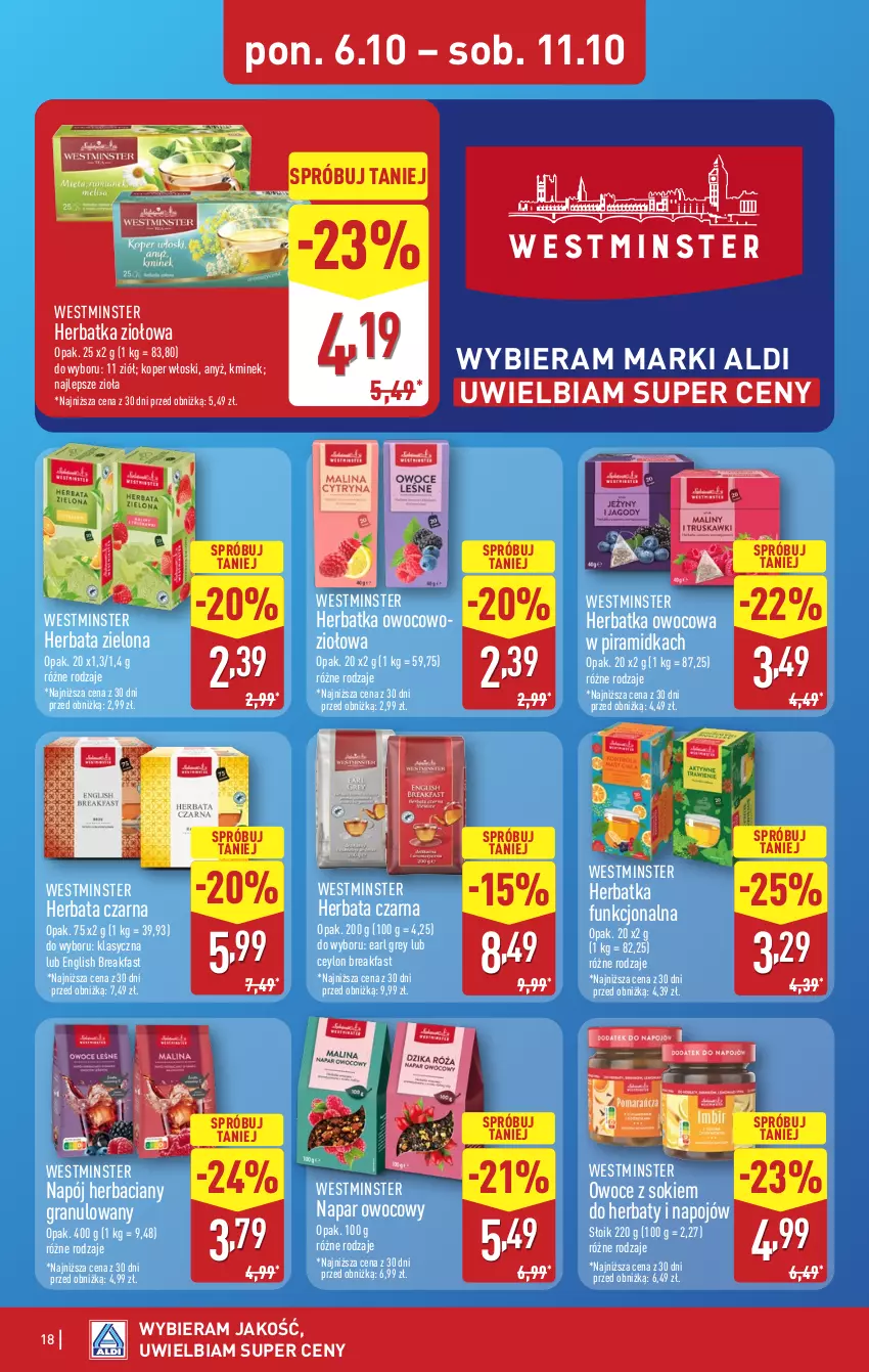 Gazetka promocyjna Aldi - Pełna oferta - ważna 06.10 do 11.10.2025 - strona 18 - produkty: Earl Grey, Fa, Gra, Herbata, Herbata czarna, Kminek, Koper włoski, Napój, Owoce, Sok