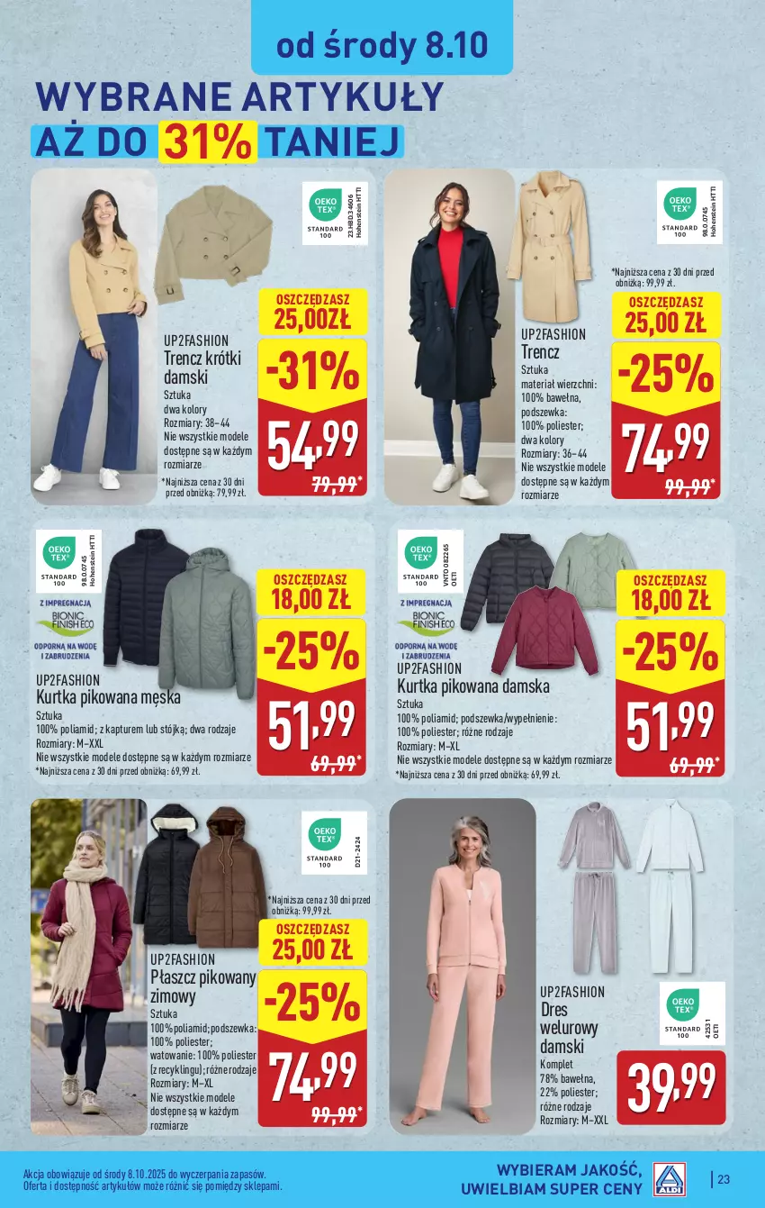 Gazetka promocyjna Aldi - Pełna oferta - ważna 06.10 do 11.10.2025 - strona 23 - produkty: Dres, Fa, Kurtka, Płaszcz, Trencz, Wełna