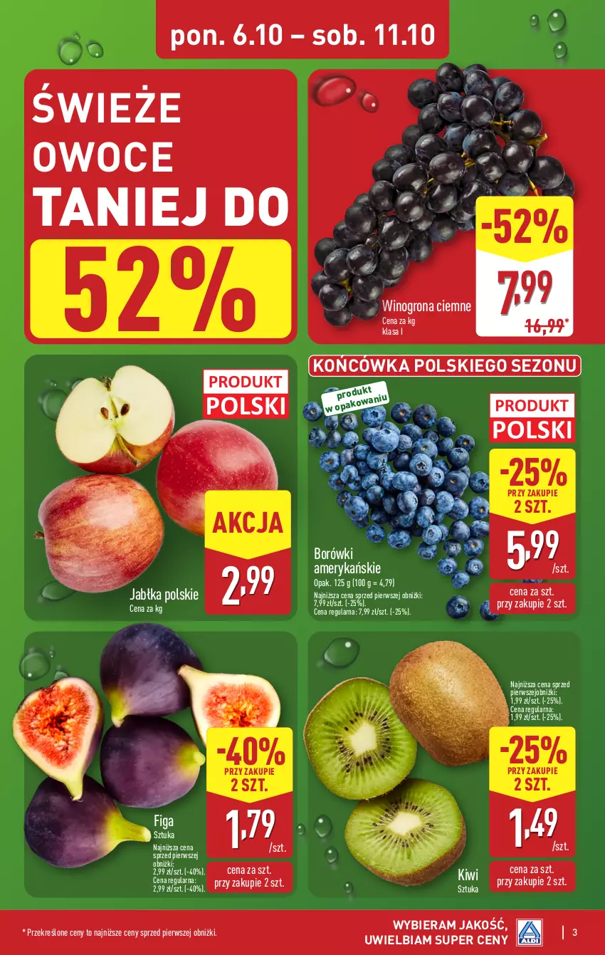 Gazetka promocyjna Aldi - Pełna oferta - ważna 06.10 do 11.10.2025 - strona 3 - produkty: Jabłka, Kiwi, Owoce, Wino, Winogrona