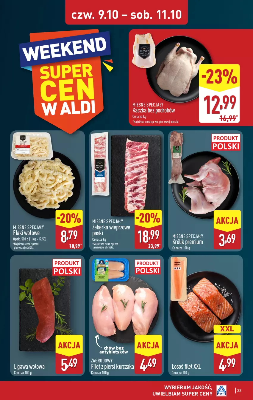 Gazetka promocyjna Aldi - Pełna oferta - ważna 06.10 do 11.10.2025 - strona 33 - produkty: Filet z piersi kurczaka, Flaki, Flaki wołowe, Kaczka, Królik, Kurczak, Mięsne specjały