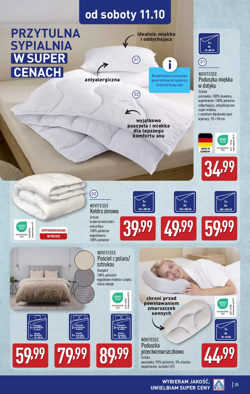 Gazetka promocyjna Aldi - Pełna oferta - ważna 06.10 do 11.10.2025 - strona 35 - produkty: Kołdra, Mars, Poduszka, Pościel, Poszewka, Sypialnia, Wełna