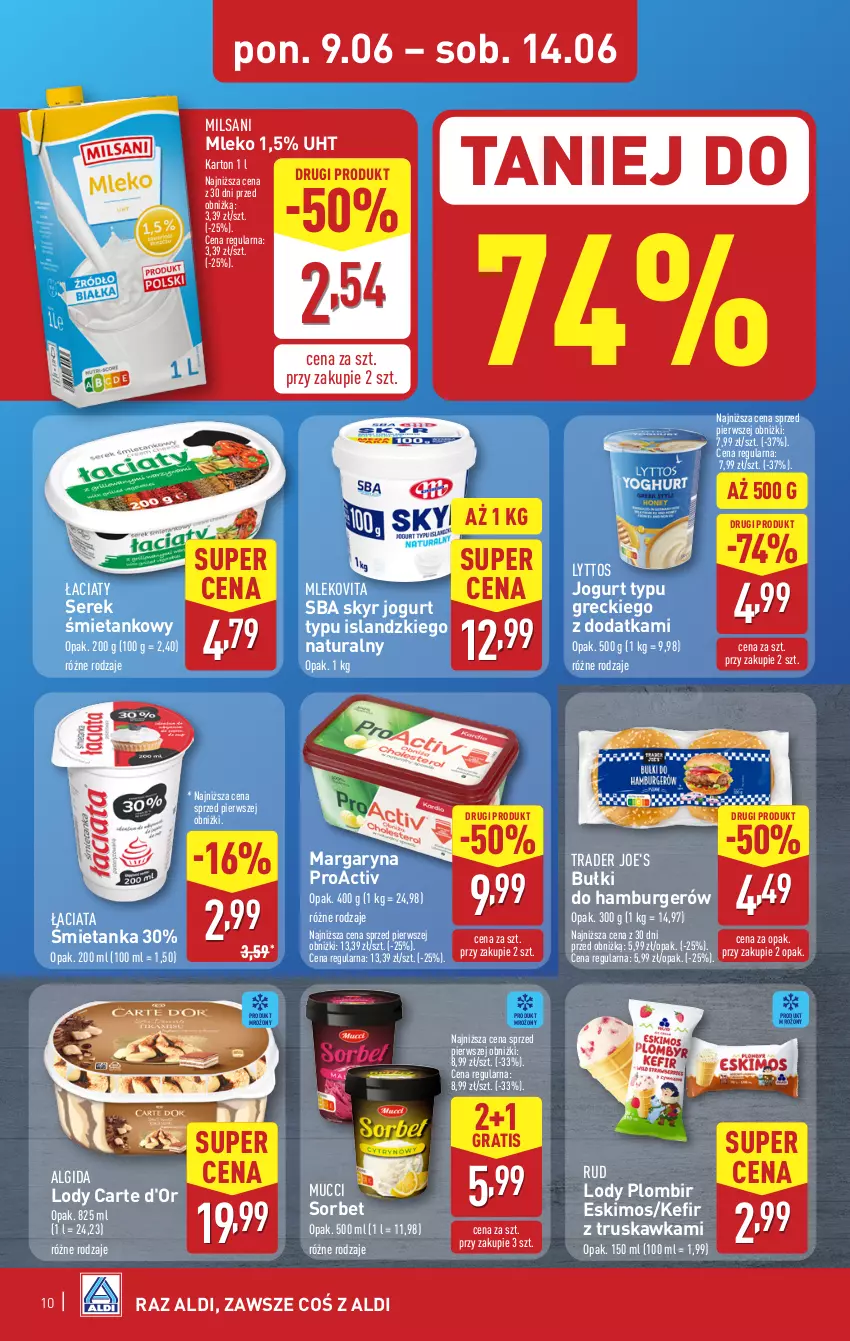 Gazetka promocyjna Aldi - Pełna oferta - ważna 09.06 do 14.06.2025 - strona 10 - produkty: Algida, Burger, Carte d'Or, Gra, Hamburger, Isla, Jogurt, Kefir, LG, Lody, Margaryna, Mleko, Mlekovita, Ser, Serek