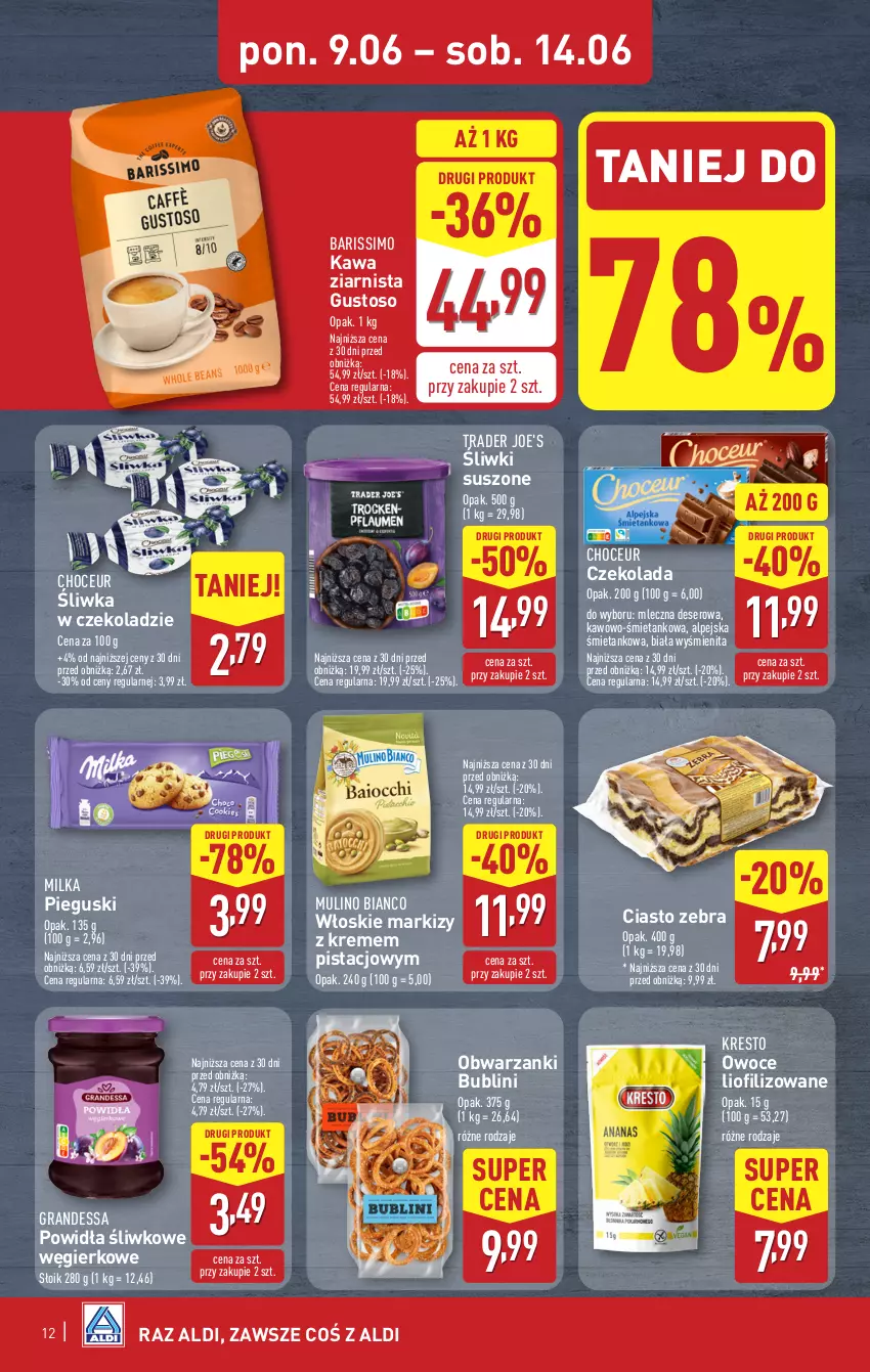 Gazetka promocyjna Aldi - Pełna oferta - ważna 09.06 do 14.06.2025 - strona 12 - produkty: Czekolada, Deser, Gra, Kawa, Kawa ziarnista, Milka, Owoce, Ser