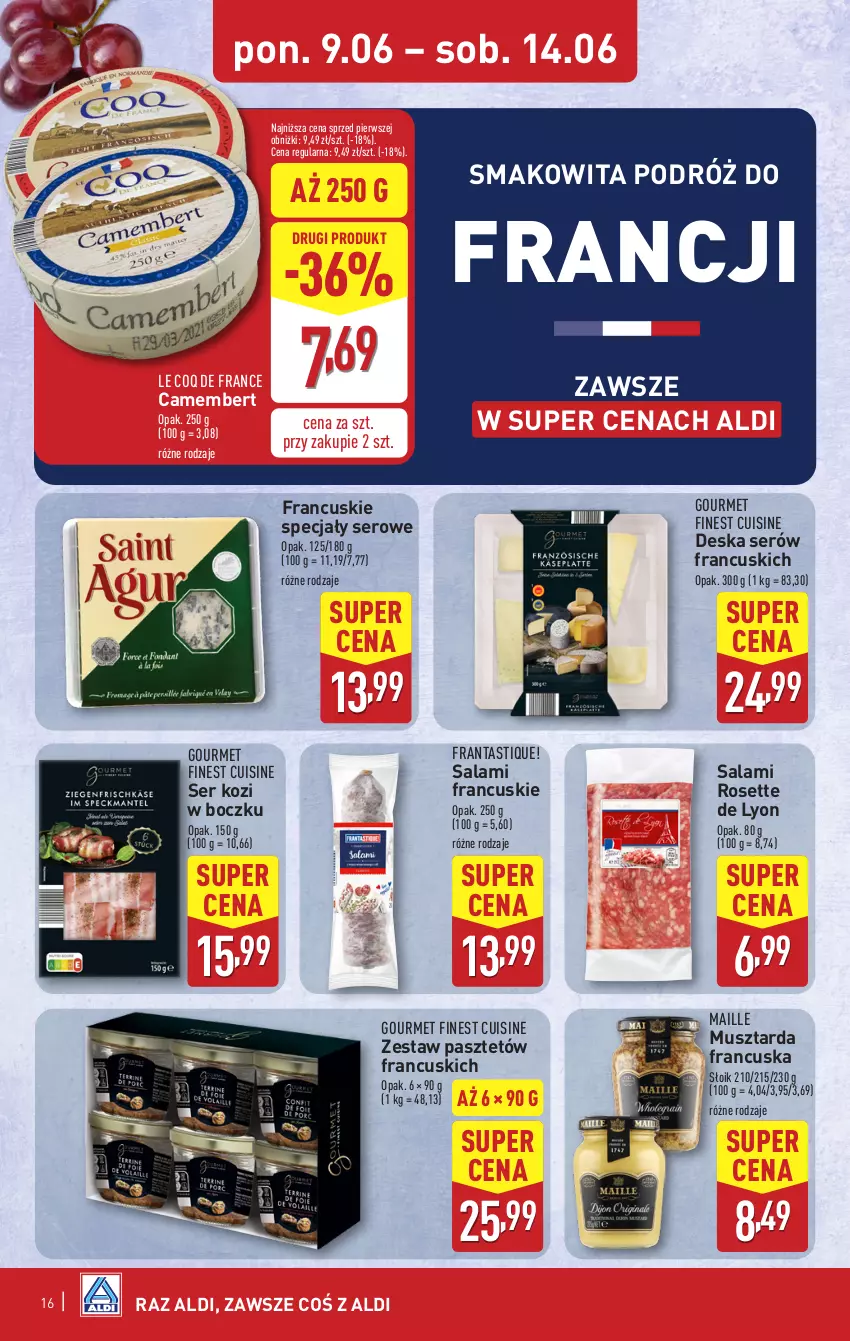 Gazetka promocyjna Aldi - Pełna oferta - ważna 09.06 do 14.06.2025 - strona 16 - produkty: Camembert, Deska serów, Mus, Musztarda, Pasztet, Salami, Ser, Ser kozi, Smakowita