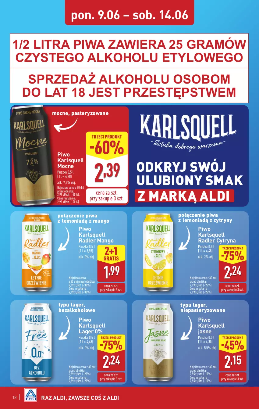 Gazetka promocyjna Aldi - Pełna oferta - ważna 09.06 do 14.06.2025 - strona 18 - produkty: Cytryny, Gra, Karlsquell, Mango, Piwa, Piwo, Radler