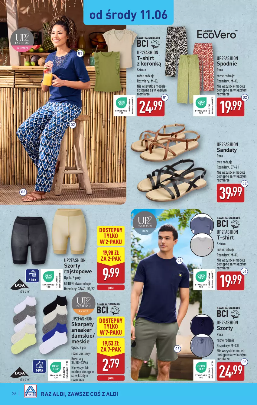 Gazetka promocyjna Aldi - Pełna oferta - ważna 09.06 do 14.06.2025 - strona 26 - produkty: Fa, Karp, Sandał, Spodnie, Szorty, T-shirt, Top