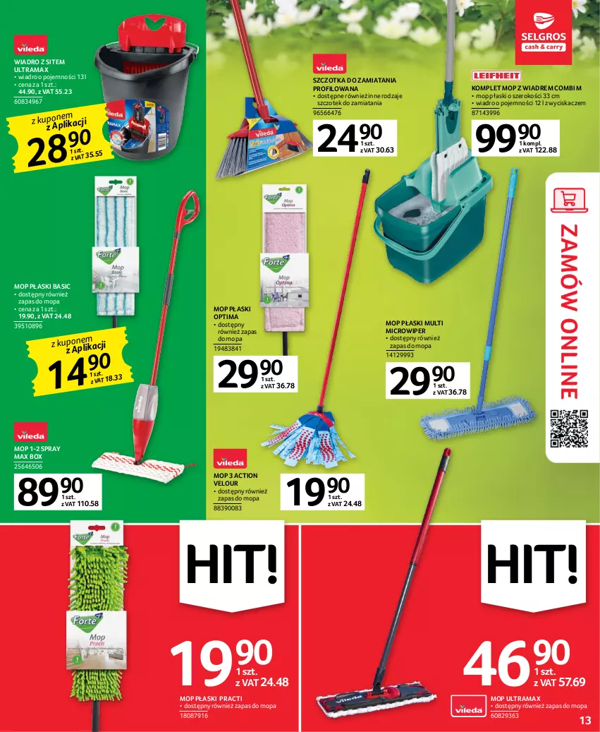 Gazetka promocyjna Selgros - Oferta przemysłowa - ważna 16.02 do 01.03.2023 - strona 13 - produkty: Mop, Optima, Rama, Szczotka, Wiadro