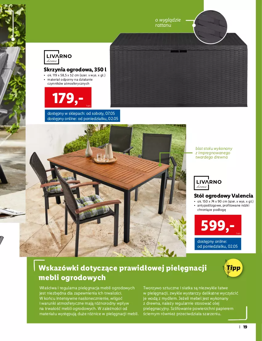 Gazetka promocyjna Lidl - KATALOG OGRÓD - ważna 25.04 do 12.06.2022 - strona 19 - produkty: LG, Olej, Papier, Por, Siatka, Stół