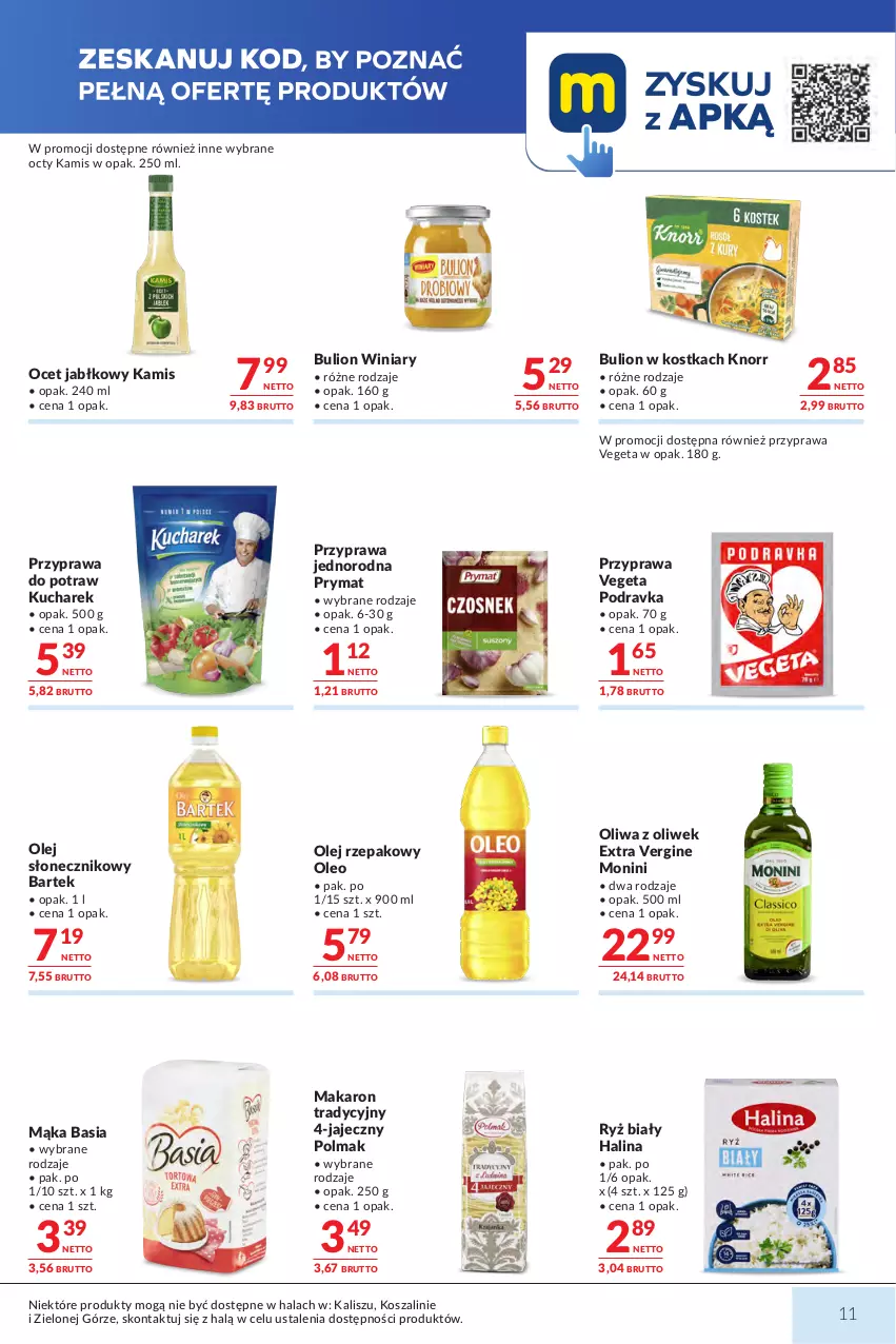 Gazetka promocyjna Makro - Mega oferty dla Twojego Sklepu - ważna 27.10 do 09.11.2026 - strona 11 - produkty: Bartek, Basia, Bulion, Gin, Kamis, Knorr, Kosz, Kucharek, Lion, Mąka, Makaron, Monini, Ocet, Olej, Olej rzepakowy, Olej słonecznikowy, Oleo, Oliwa, Oliwa z oliwek, Olma, Podravka, Prymat, Przyprawa do potraw, Ryż, Ryż biały, Szal, Vegeta, Winiary