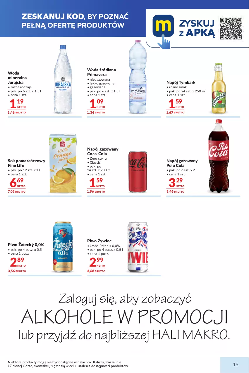 Gazetka promocyjna Makro - Mega oferty dla Twojego Sklepu - ważna 27.10 do 09.11.2026 - strona 15 - produkty: Alkohole, Coca-Cola, Gra, JBL, Kasztelan, Kosz, LANA, Lech Premium, Napój, Napój gazowany, Piwo, Prima, Primavera, Sok, Sok pomarańczowy, Szal, Tymbark, Tyskie, Woda, Woda mineralna