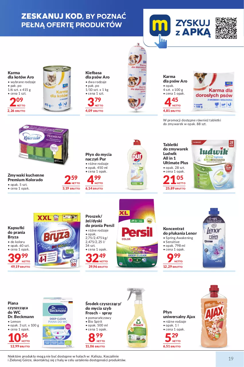 Gazetka promocyjna Makro - Mega oferty dla Twojego Sklepu - ważna 27.10 do 09.11.2026 - strona 19 - produkty: Ajax, Bryza, Do mycia naczyń, Frosch, Kapsułki do prania, Kiełbasa, Kolorado, Kosz, Lenor, Ludwik, Persil, Płyn do mycia, Płyn do mycia naczyń, Pur, Szal, Tablet, Zmywaki kuchenne