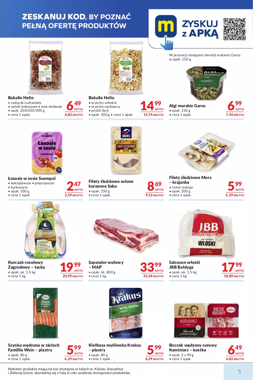 Gazetka promocyjna Makro - Mega oferty dla Twojego Sklepu - ważna 27.10 do 09.11.2026 - strona 5 - produkty: Boczek, Fa, Helio, Kiełbasa, Kokos, Kosz, Krakus, Kurczak, LG, Orzechy włoskie, Pestki dyni, Pieprz, Rodzynki, Salceson, SEKO, Sos, Suempol, Szal, Szponder wołowy, Szynka, Wiórki kokosowe