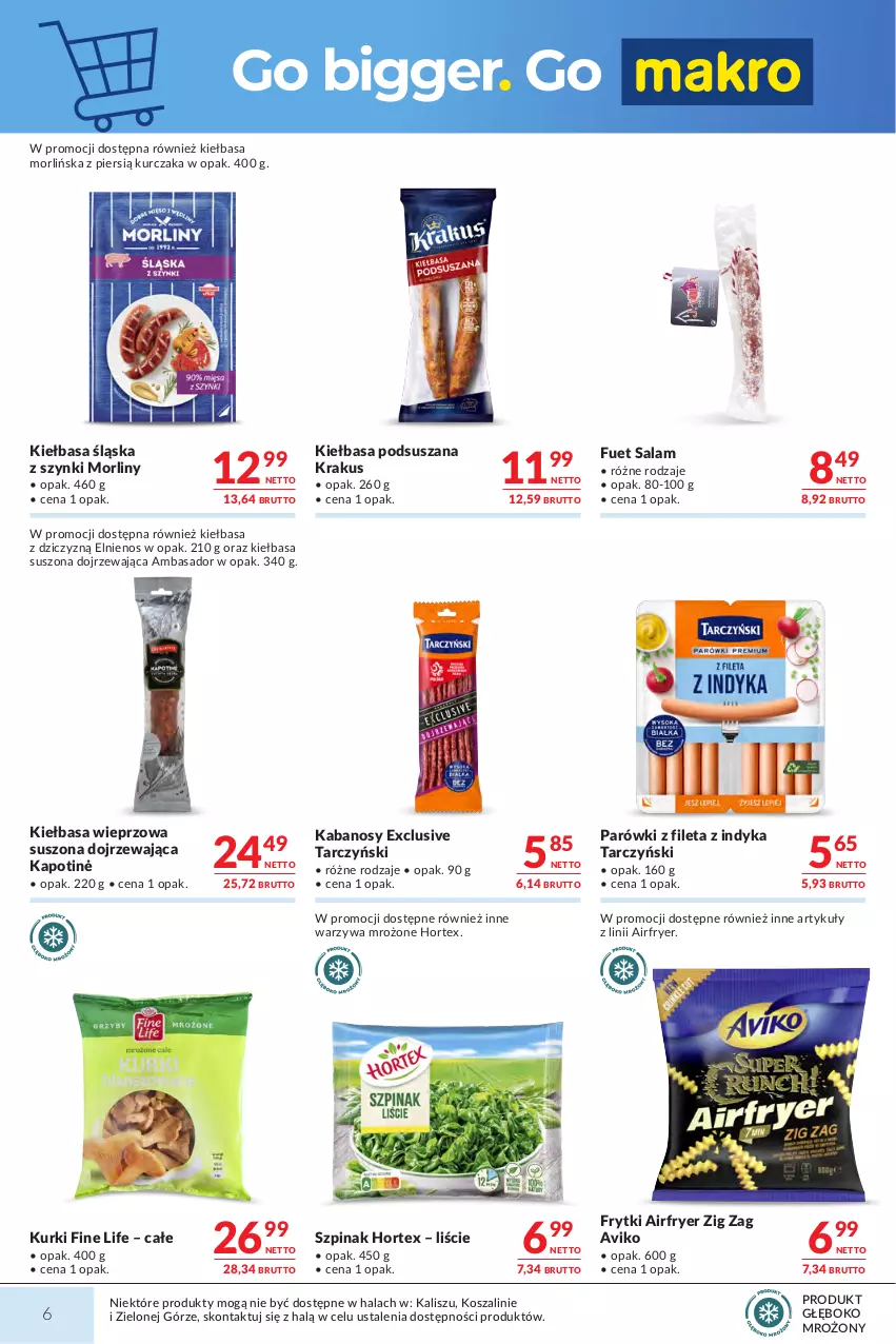 Gazetka promocyjna Makro - Mega oferty dla Twojego Sklepu - ważna 27.10 do 09.11.2026 - strona 6 - produkty: Frytki, Hortex, Kabanos, Kiełbasa, Kiełbasa śląska, Kosz, Krakus, Kurczak, Morliny, Parówki, Szal, Szpinak, Tarczyński, Warzywa