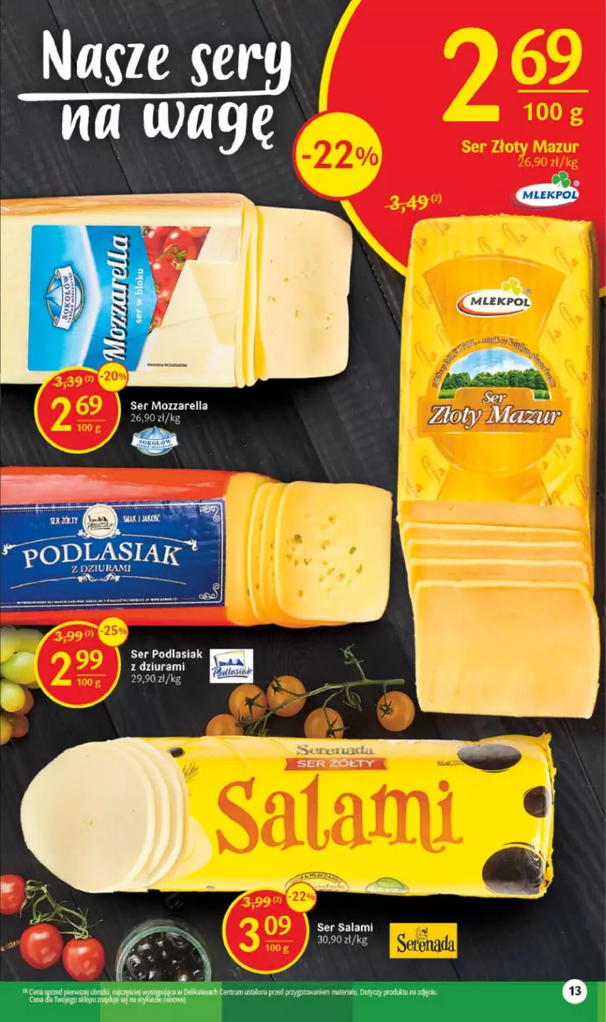 Gazetka promocyjna Delikatesy Centrum - Gazetka DC14 - ważna 11.04 do 19.04.2023 - strona 13 - produkty: Mozzarella, Salami, Ser, Ser salami