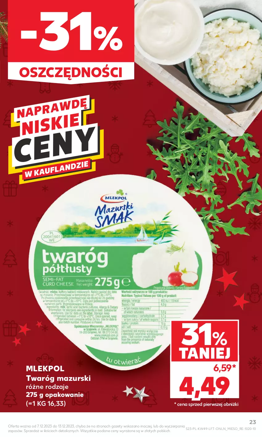 Gazetka promocyjna Kaufland - Gazetka tygodnia - ważna 07.12 do 13.12.2023 - strona 23 - produkty: Twaróg