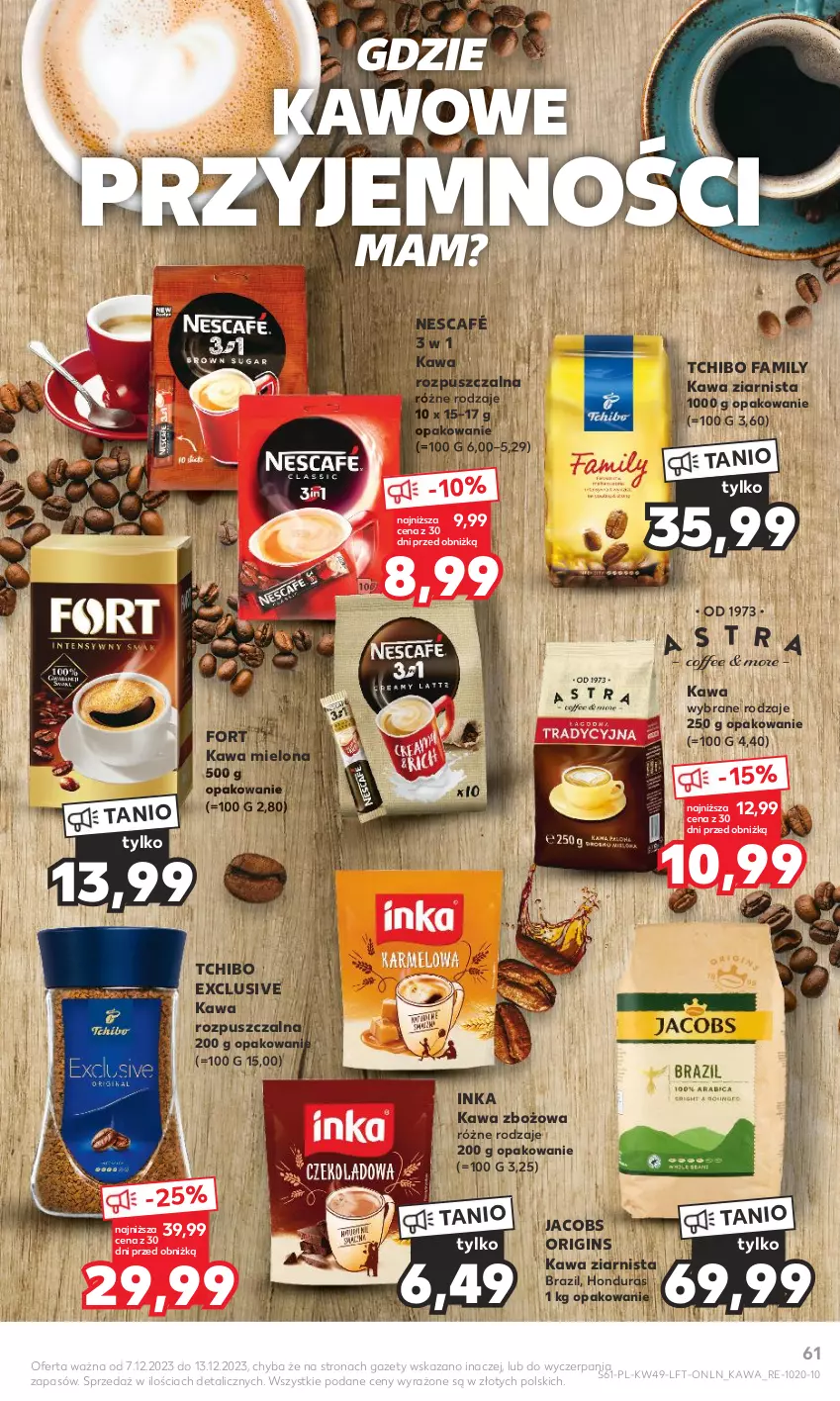 Gazetka promocyjna Kaufland - Gazetka tygodnia - ważna 07.12 do 13.12.2023 - strona 61 - produkty: Fa, Gin, Inka, Jacobs, Kawa, Kawa mielona, Kawa rozpuszczalna, Kawa zbożowa, Kawa ziarnista, Nescafé, Tchibo, Tchibo Family