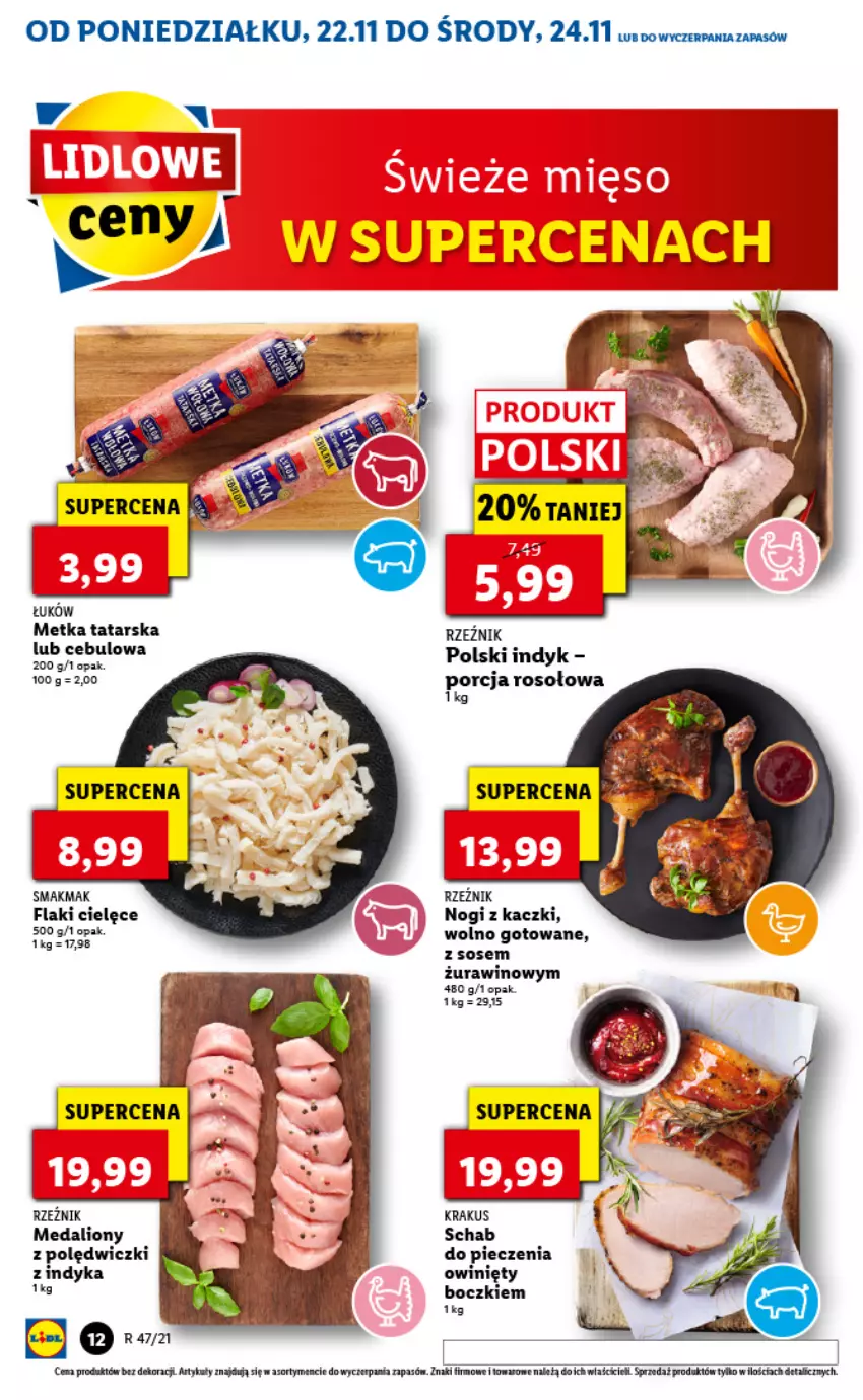 Gazetka promocyjna Lidl - GAZETKA - ważna 22.11 do 24.11.2021 - strona 12 - produkty: Flaki, Krakus, Lion, Metka tatarska, Piec, Por, Sos, Wino