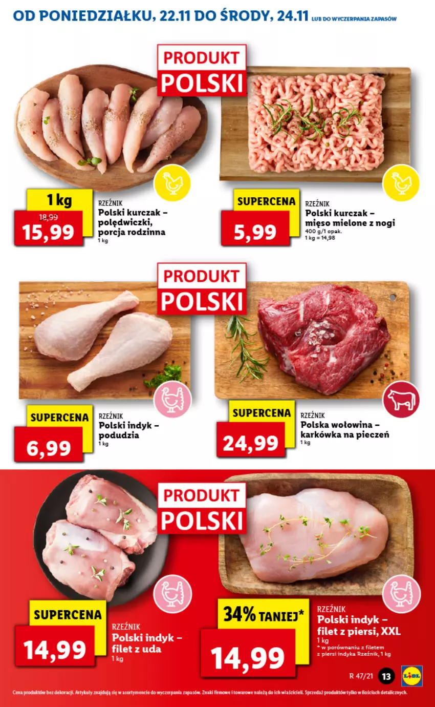 Gazetka promocyjna Lidl - GAZETKA - ważna 22.11 do 24.11.2021 - strona 13 - produkty: Kurczak, Mięso, Mięso mielone, Piec, Por, Wołowina