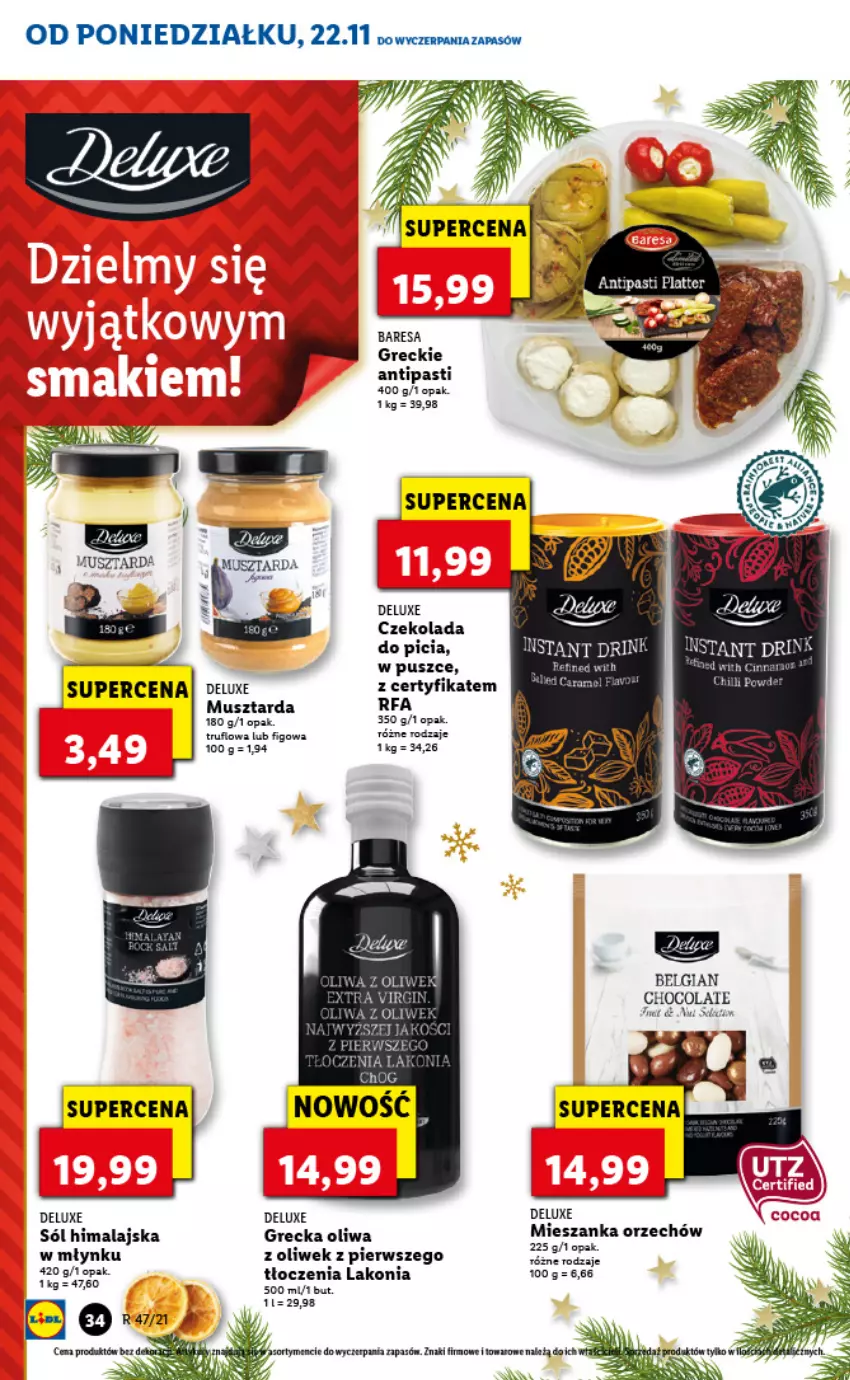 Gazetka promocyjna Lidl - GAZETKA - ważna 22.11 do 24.11.2021 - strona 34 - produkty: Czekolada, Fa, LG, Mus, Musztarda, Sól, Sól himalajska