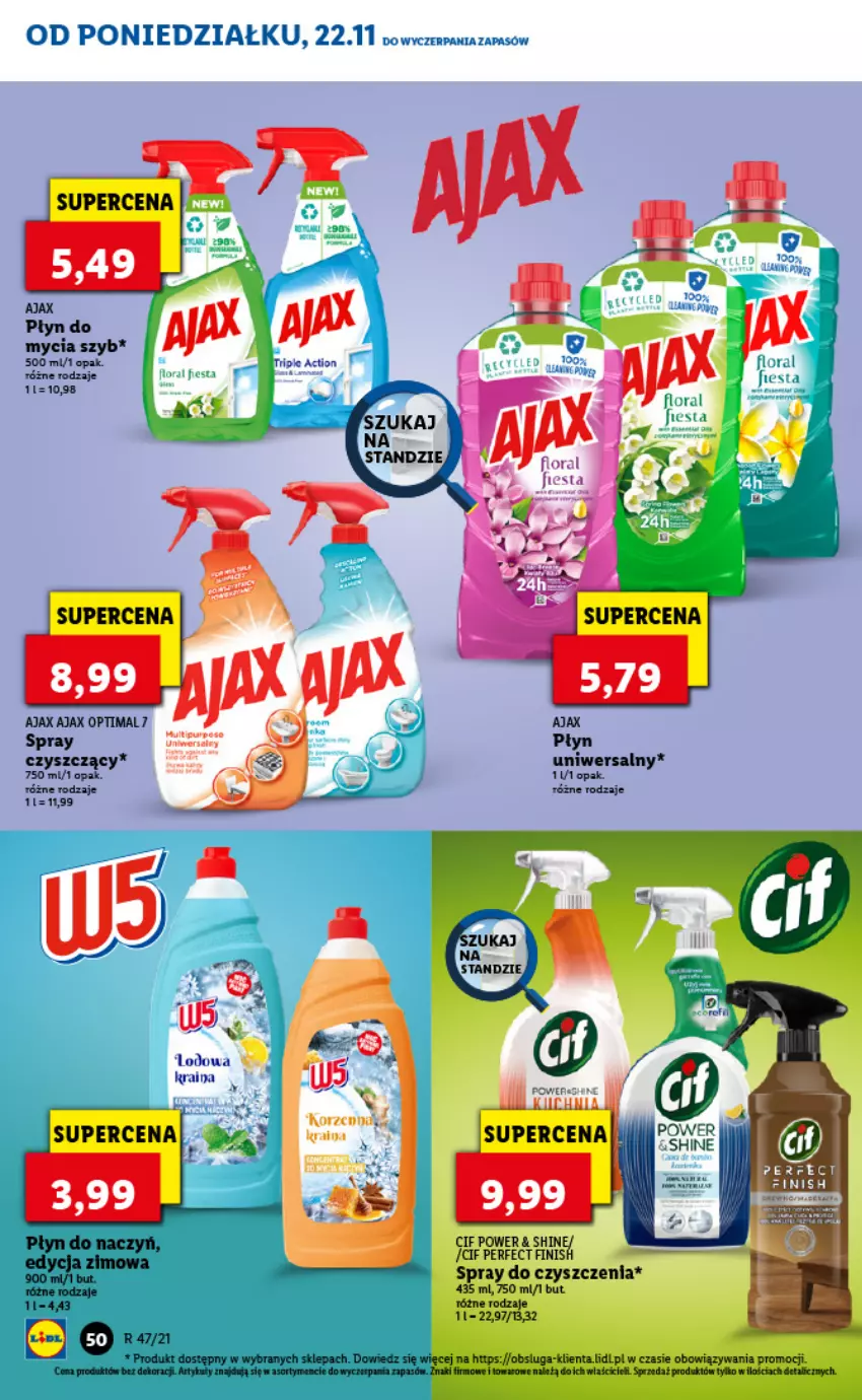 Gazetka promocyjna Lidl - GAZETKA - ważna 22.11 do 24.11.2021 - strona 50 - produkty: Ajax, Cif, Flora, Optima, Spray do czyszczenia