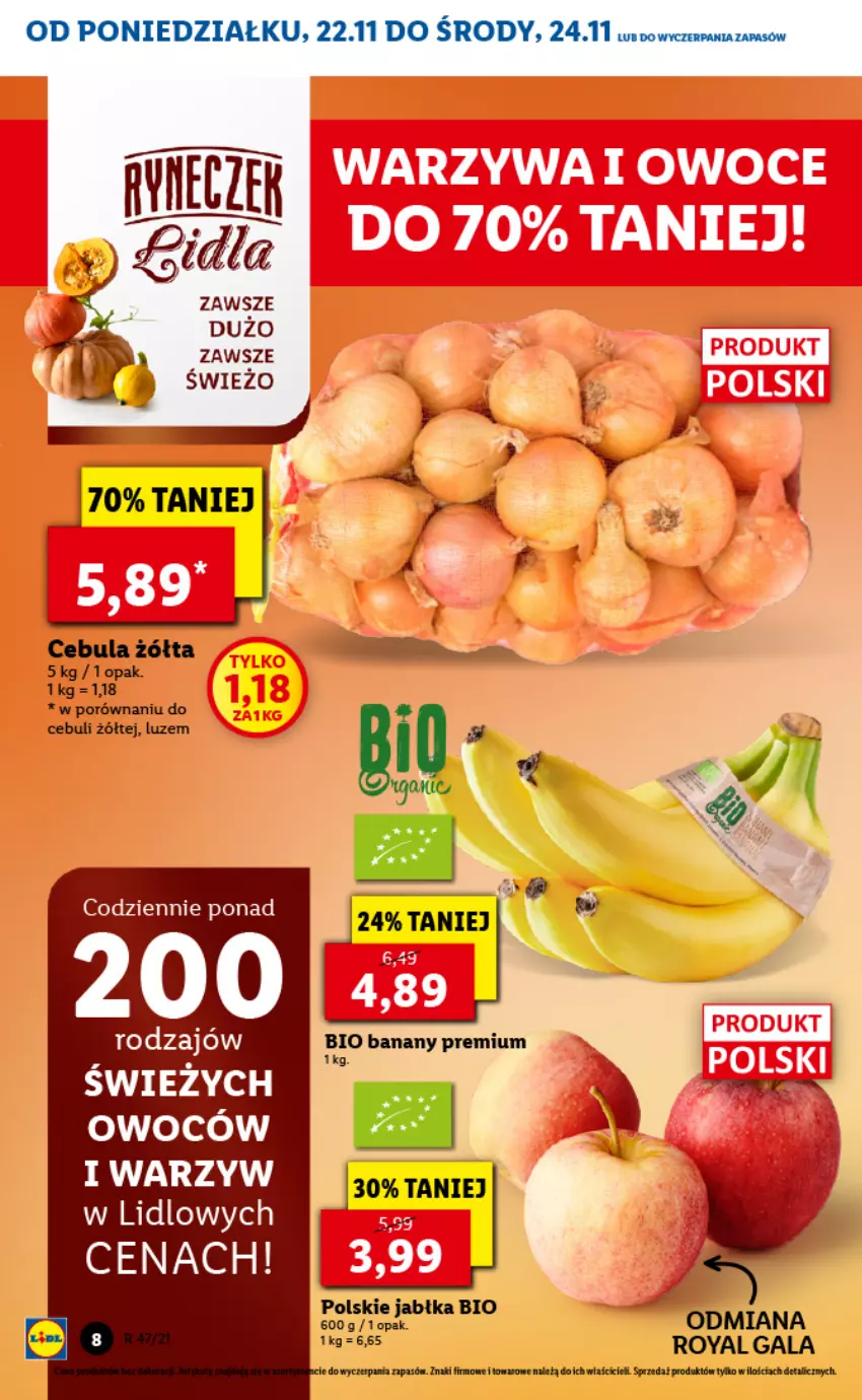 Gazetka promocyjna Lidl - GAZETKA - ważna 22.11 do 24.11.2021 - strona 8 - produkty: Cebula, Gala, Por