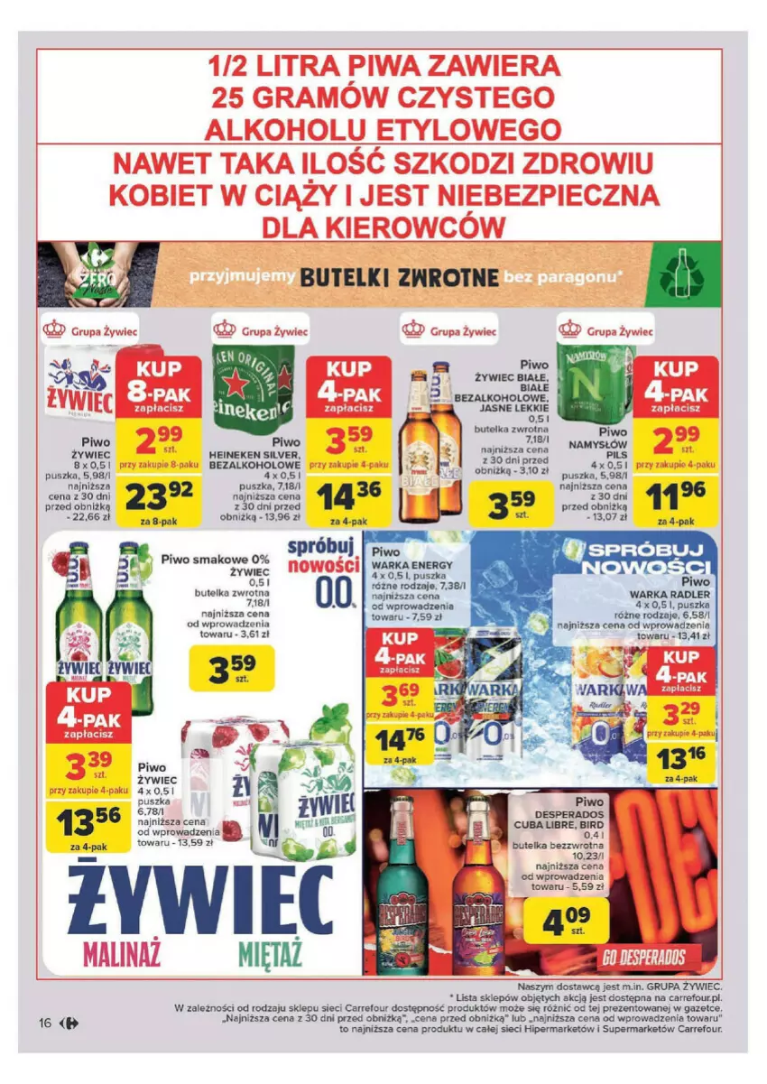 Gazetka promocyjna Carrefour - ważna 29.04 do 11.05.2024 - strona 10 - produkty: Desperados, Gra, Heineken, Namysłów, Piec, Piwa, Piwo, Radler, Warka