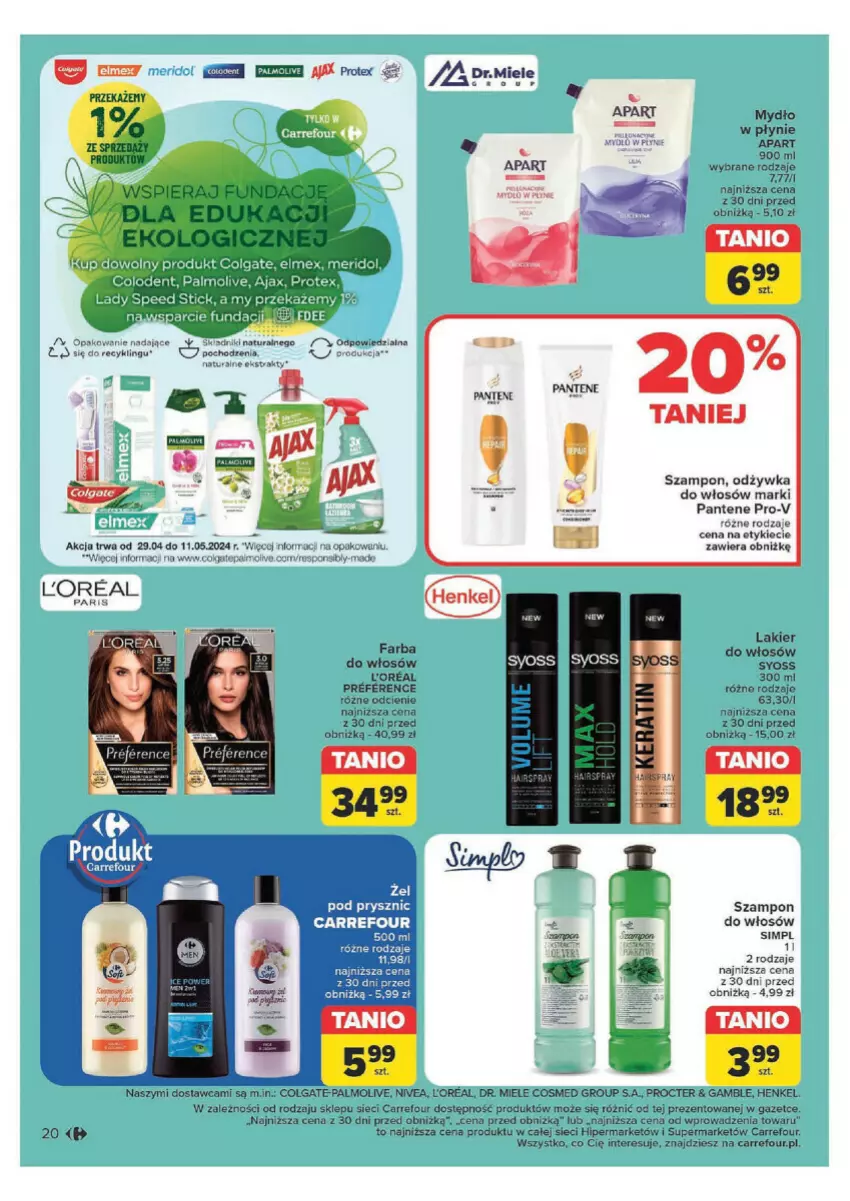 Gazetka promocyjna Carrefour - ważna 29.04 do 11.05.2024 - strona 15 - produkty: Colgate, Fa, Farba do włosów, Lady Speed Stick, Lakier, Lakier do włosów, LG, Nivea, Odżywka, Palmolive, Pantene, Syoss, Szampon