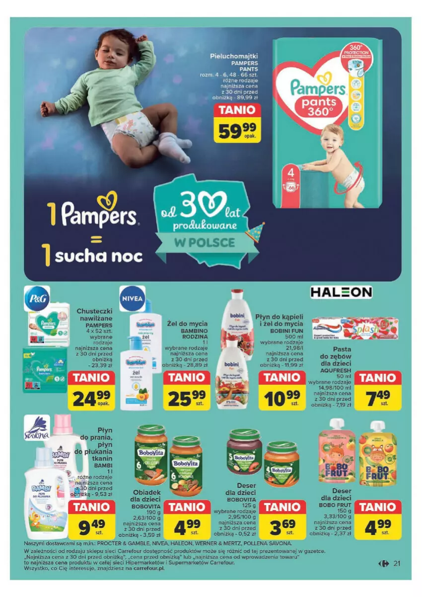 Gazetka promocyjna Carrefour - ważna 29.04 do 11.05.2024 - strona 16 - produkty: BoboVita, Chusteczki, Deser, Dzieci, Leon, Majtki, Maska, Pampers, Płyn do kąpieli, Ser