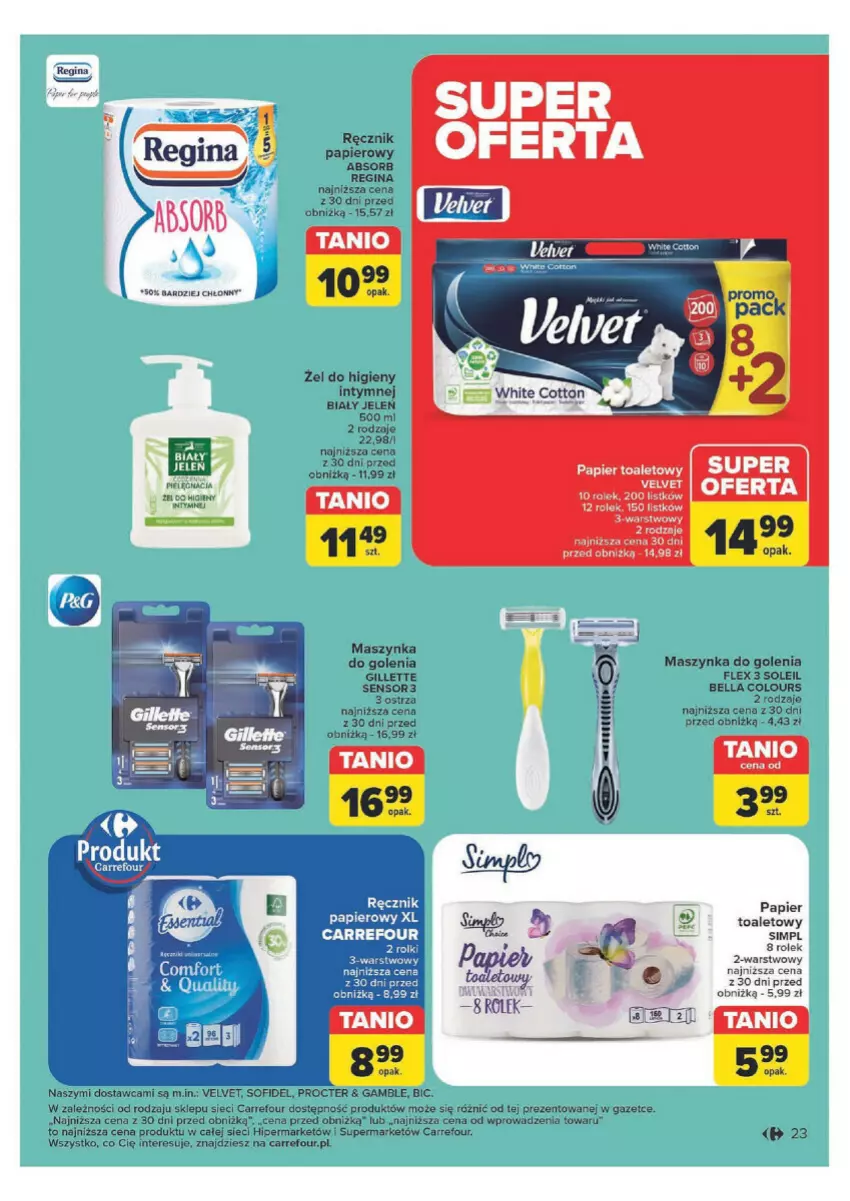 Gazetka promocyjna Carrefour - ważna 29.04 do 11.05.2024 - strona 18 - produkty: Bell, Bella, Biały Jeleń, BIC, Gillette, Gin, Koc, Maszynka, Maszynka do golenia, Papier, Papier toaletowy, Szynka, Velvet