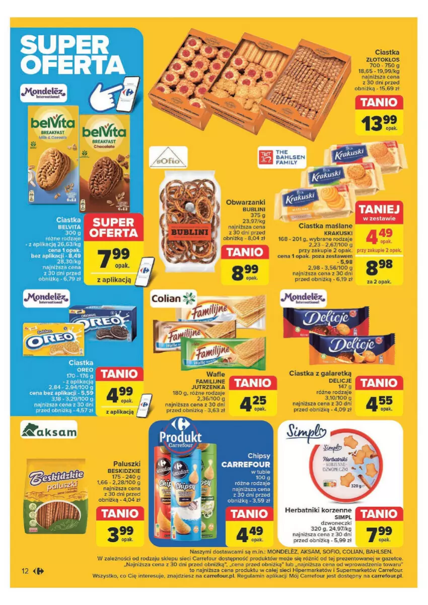 Gazetka promocyjna Carrefour - ważna 29.04 do 11.05.2024 - strona 6 - produkty: Aksam, Beskidzki, Chipsy, Ciastka, Delicje, Fa, Gala, Herbatniki, Krakus, Krakuski, Por, Wafle