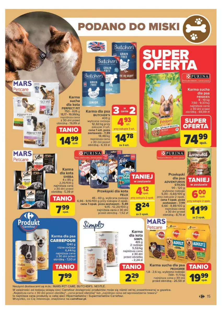 Gazetka promocyjna Carrefour - ważna 29.04 do 11.05.2024 - strona 9 - produkty: Butcher's, Felix, Gra, Mars, Pedigree, Przekąski dla kota, Pur, Purina