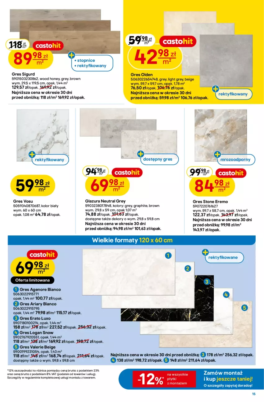 Gazetka promocyjna Castorama - Gazetka Budowa i Remont 29.07-11.08.2026 - ważna 29.07 do 11.08.2026 - strona 15 - produkty: Glazura, Gra, Gres, Lazur, Top