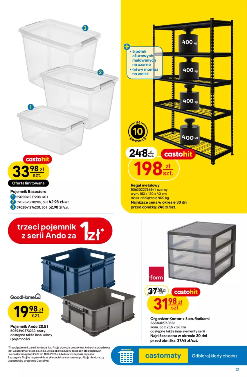 Gazetka promocyjna Castorama - Gazetka Budowa i Remont 29.07-11.08.2026 - ważna 29.07 do 11.08.2026 - strona 21 - produkty: Astor, Fa, Gra, LG, Organizer, Pojemnik, Rama, Regał, Regał metalowy, Ser, Top