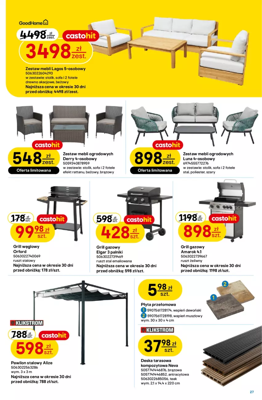 Gazetka promocyjna Castorama - Gazetka Budowa i Remont 29.07-11.08.2026 - ważna 29.07 do 11.08.2026 - strona 27 - produkty: Fa, Fotel, Grill, Grill gazowy, LG, Mus, Płyta, Sofa, Stolik
