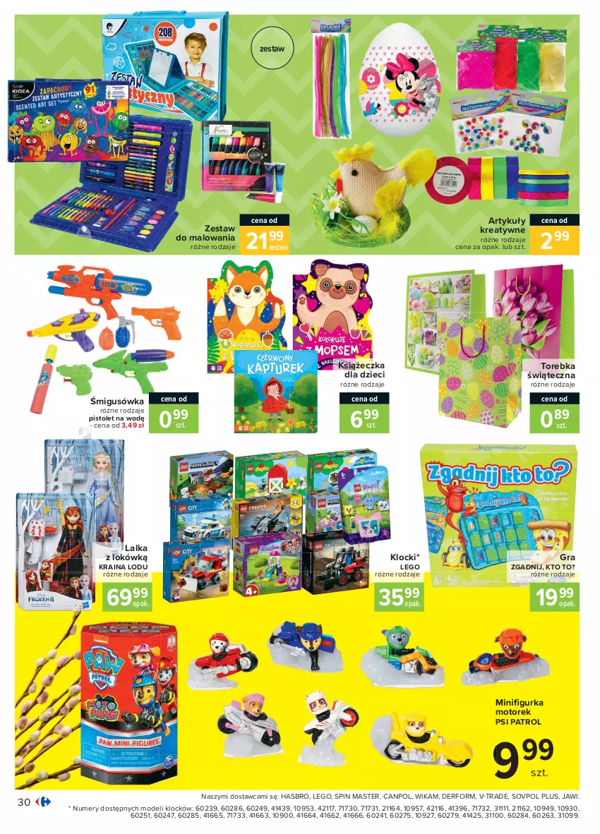 Gazetka promocyjna Carrefour - Gazetka Carrefour - ważna 28.03 do 03.04.2021 - strona 30 - produkty: Canpol, Dzieci, Gra, Hasbro, Klocki, Lalka, LEGO, Pistolet, Psi Patrol, Torebka, Zestaw do malowania