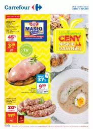 Gazetka promocyjna Carrefour - Gazetka Carrefour - Gazetka - ważna od 03.04 do 03.04.2021 - strona 1 - produkty: Sok, Szynka wieprzowa, Sokołów, Kosz, Mlekovita, Szynka, Kiełbasa biała, Masło, Kiełbasa, Mleko