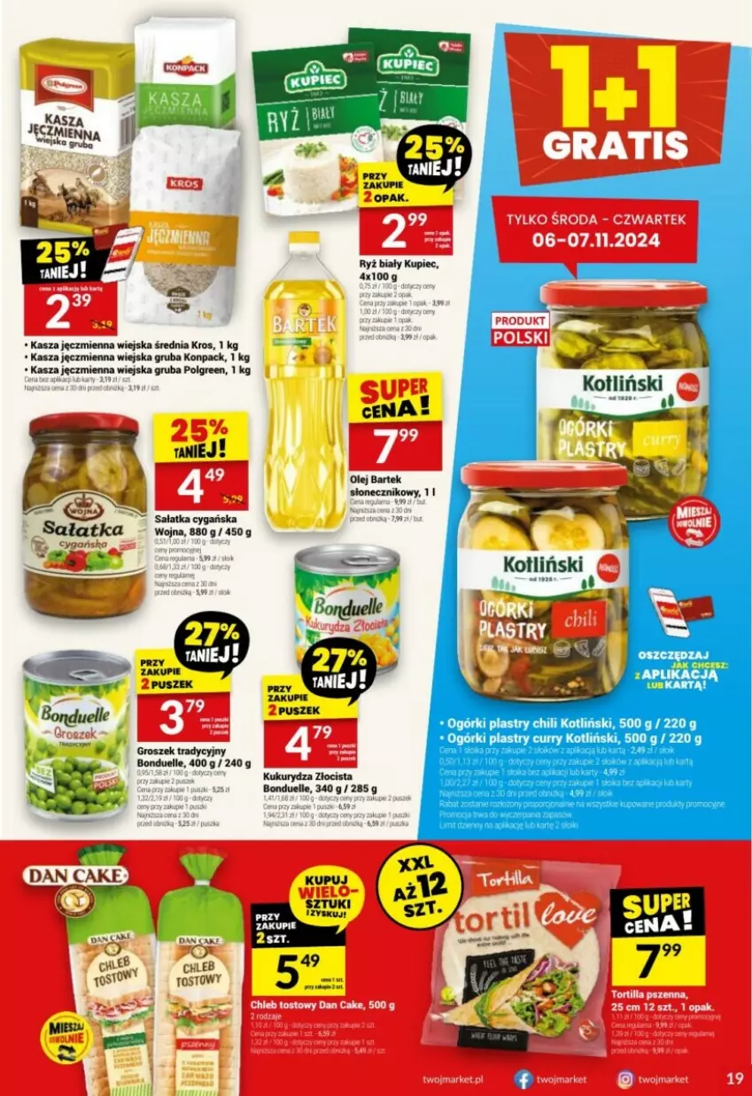 Gazetka promocyjna Twoj Market - ważna 06.11 do 12.11.2024 - strona 11 - produkty: Bartek, Bonduelle, Chleb, Groszek, Kasza, Kasza jęczmienna, Kukurydza, Kupiec, LG, Olej, Piec, Ryż, Ryż biały, Sałat, Sałatka