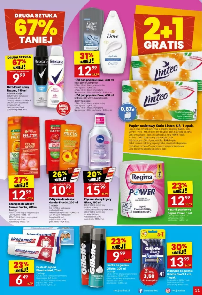 Gazetka promocyjna Twoj Market - ważna 06.11 do 12.11.2024 - strona 25 - produkty: Dezodorant, Dove, Fructis, Garnier, Gin, HP, Nivea, Odżywka, Płyn micelarny, Rexona, Szampon, Velvet