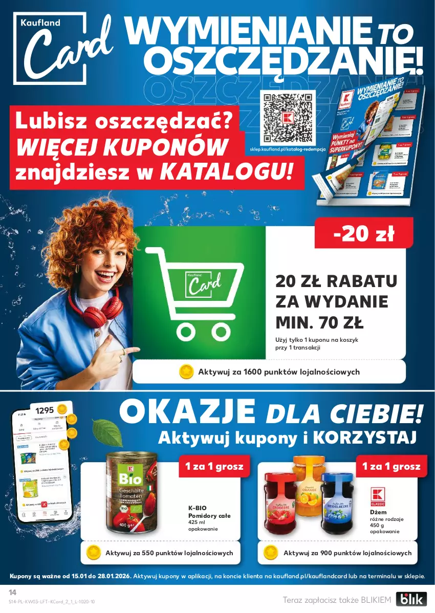Gazetka promocyjna Kaufland - Gazetka tygodnia - ważna 15.01 do 21.01.2026 - strona 14 - produkty: Dżem, Kosz, Pomidory, Tera, Tran