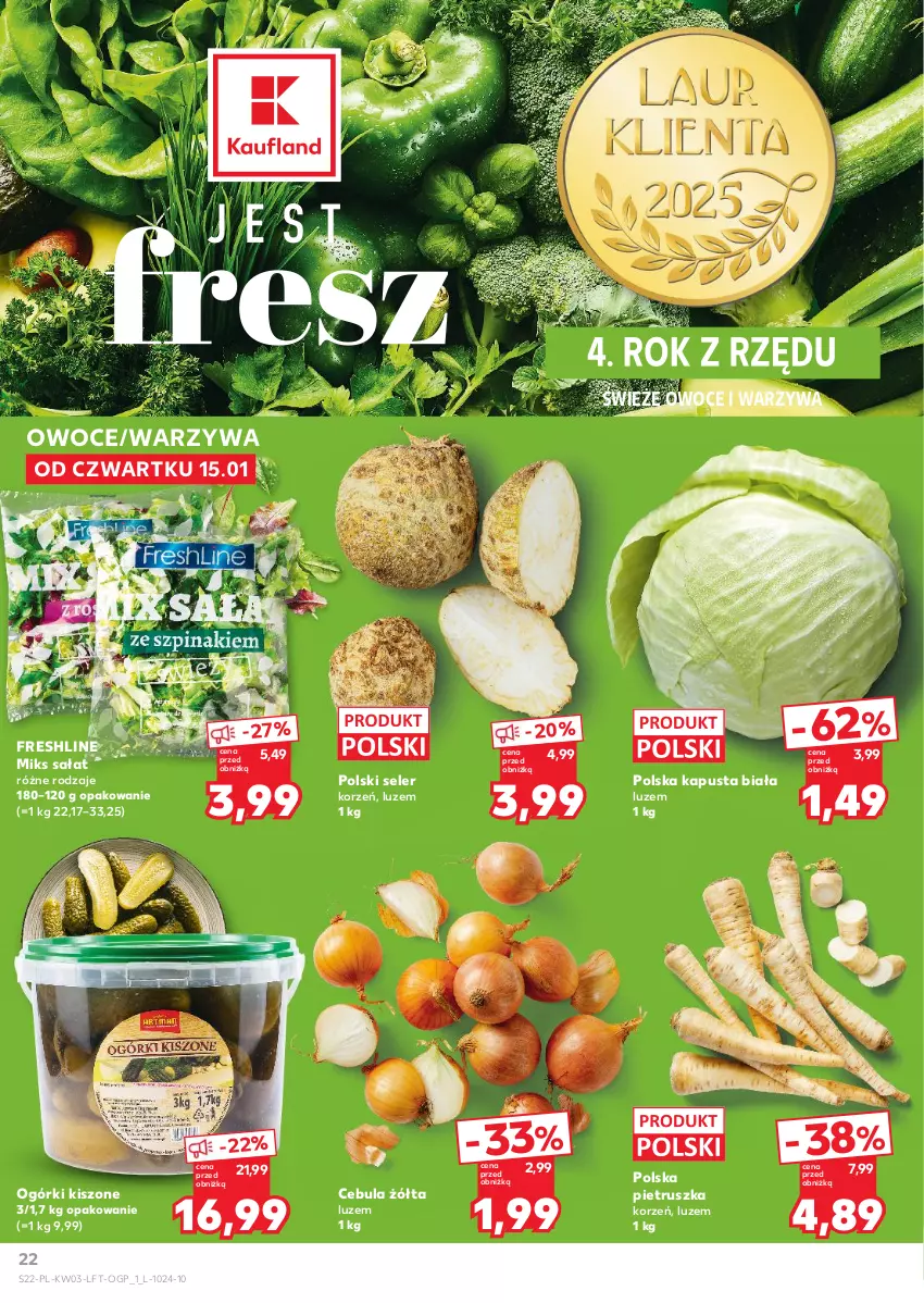 Gazetka promocyjna Kaufland - Gazetka tygodnia - ważna 15.01 do 21.01.2026 - strona 22 - produkty: Cebula, Owoce, Pietruszka, Sałat, Seler korzeń, Warzywa