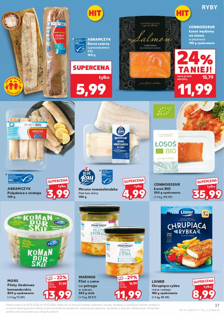 Gazetka promocyjna Kaufland - Gazetka tygodnia - ważna 15.01 do 21.01.2026 - strona 37 - produkty: Dorsz, Filet z suma, Lisner, Mintaj, Miruna, Polędwica, Pstrąg