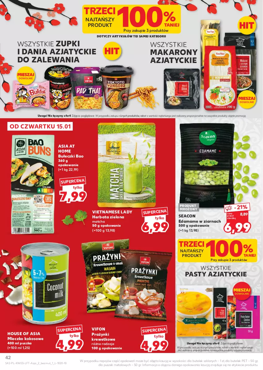 Gazetka promocyjna Kaufland - Gazetka tygodnia - ważna 15.01 do 21.01.2026 - strona 42 - produkty: Bułeczki, Edam, Herbata, House of Asia, Kokos, Makaron, Mleczko, Por, Sok, Waga