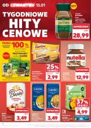 Gazetka promocyjna Kaufland - Gazetka tygodnia - Gazetka - ważna od 21.01 do 21.01.2026 - strona 12 - produkty: Lubella, Makaron, Nutella, Kawa rozpuszczalna, Sok, Por, Jutrzenka, Bell, Kawa, Jacobs Krönung, Wafle, Przyprawy, Mąka, Brzoskwinie, Ferrero, Basia, Bella, Jacobs, Waga, Kamis, Mąka tortowa, Fa