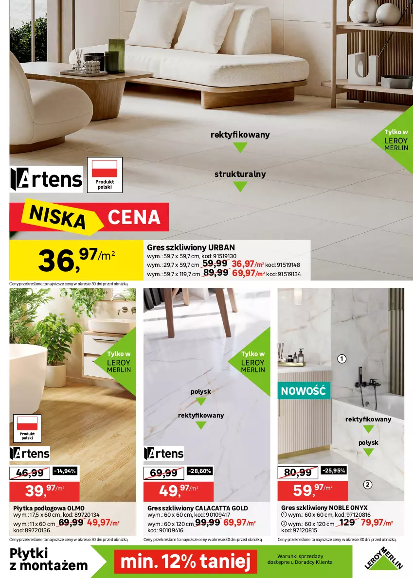 Gazetka promocyjna Leroy Merlin - Gazetka Leroy Merlin - ważna 25.02 do 24.03.2026 - strona 13 - produkty: Glazura, Gres, Gres szkliwiony, Lazur, Płytka