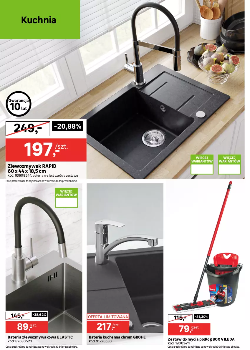 Gazetka promocyjna Leroy Merlin - Gazetka Leroy Merlin - ważna 25.02 do 24.03.2026 - strona 16 - produkty: Bateria, Bateria kuchenna, Grohe, Korpusy, Kuchnia, Meble, Vileda, Zestaw mebli kuchennych, Zlew, Zlewozmywak