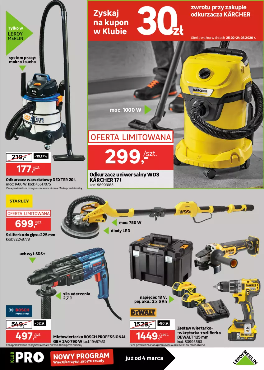 Gazetka promocyjna Leroy Merlin - Gazetka Leroy Merlin - ważna 25.02 do 24.03.2026 - strona 35 - produkty: Bosch, Gra, Kärcher, Młot, Młotowiertarka, Odkurzacz, Odkurzacz warsztatowy, Pistolet, Regał, Regał metalowy, Szlifierka, Tarka, Wiertarka, Wkręt, Wkrętarka, Zestaw kluczy, Zestaw kluczy nasadowych